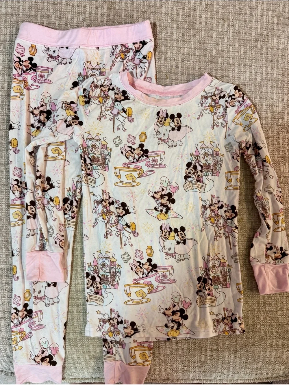 Kids Pink Minnie & Mickey Theme Long Sleeve Pajama Set